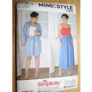 UNCUT Simplicity 8558 pattern MimiG CROP PANTS, SHORTS, CROP TOP, JACKET